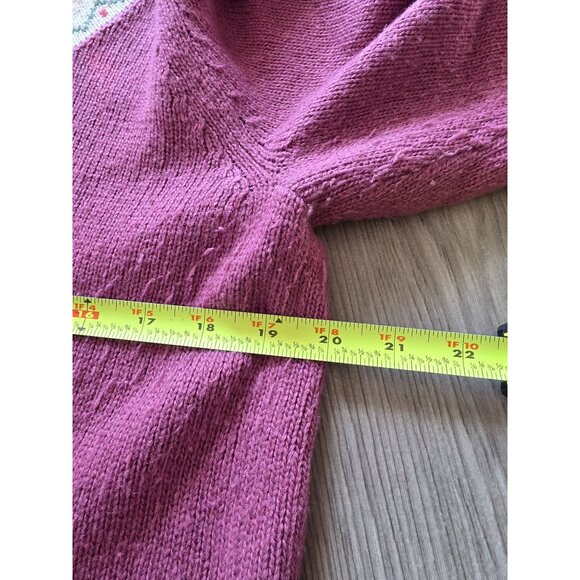 Blair Womens Nordic Knit Cardigan Sweater M Purple Wool Blend - Picture 7 of 8